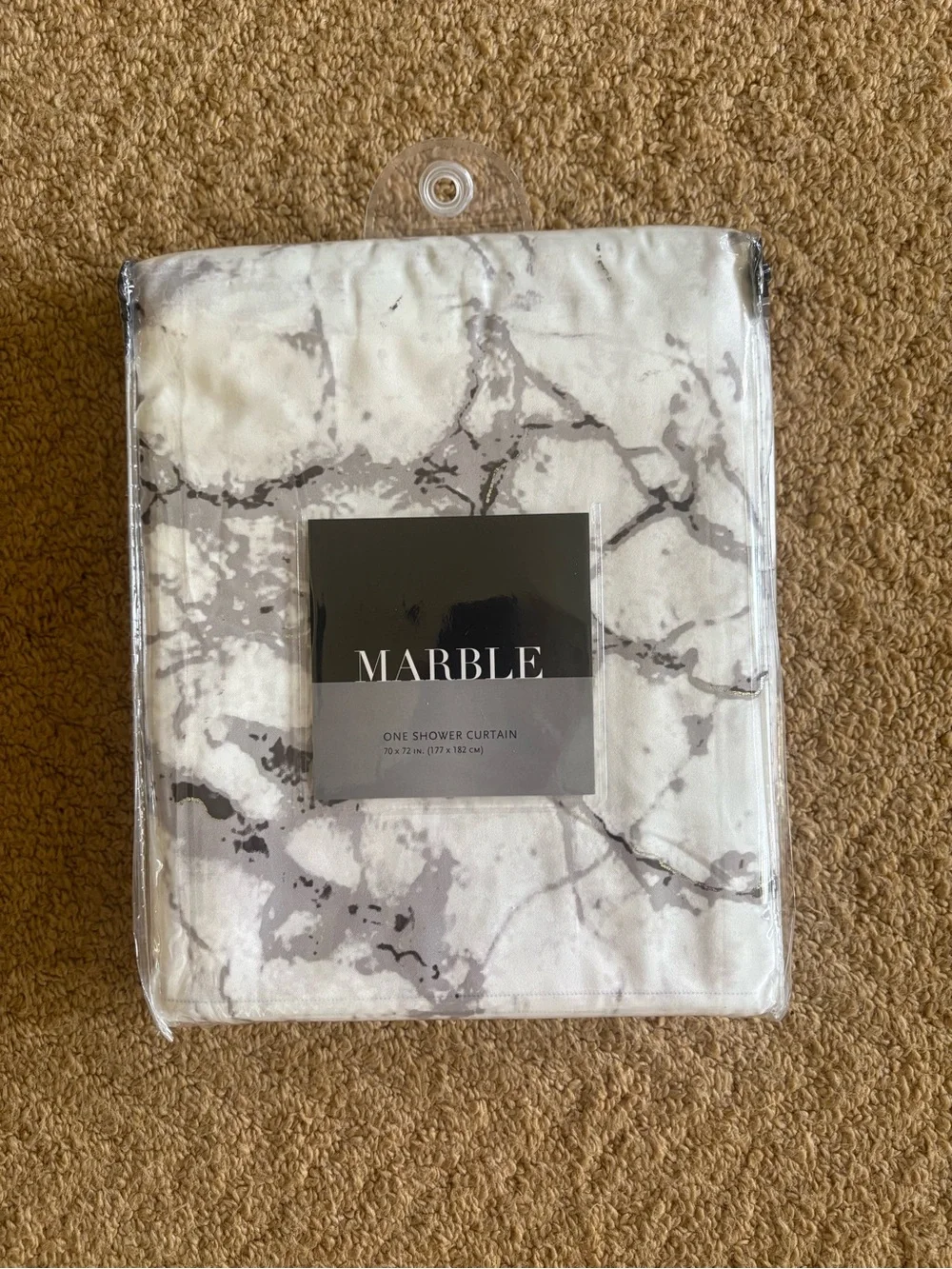 MARBLE White and Gray Marble-Print Shower Curtain